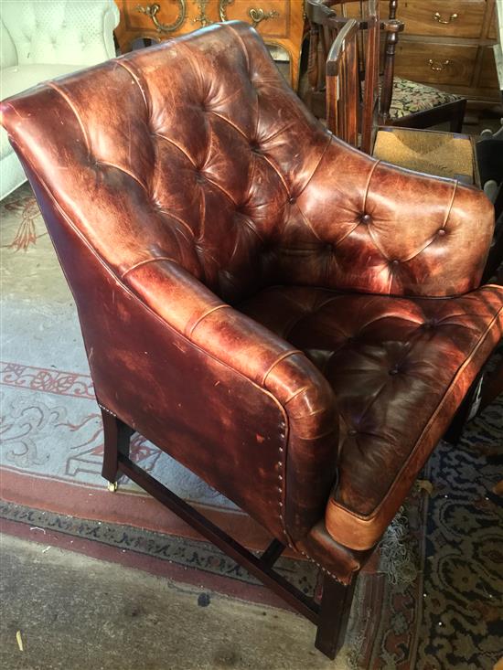 Leather-covered desk chair